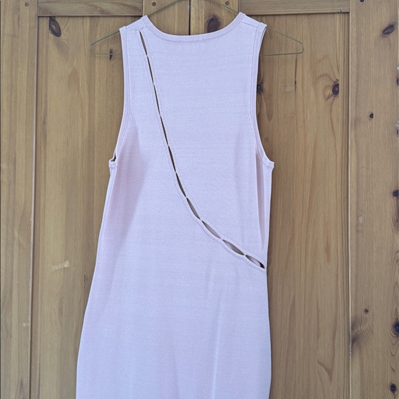 Blush Cutout Knit Sheath Pink Sleeveless Midi Dress - Picture 4 of 7